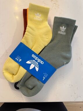 adidas Men's Crew Sock 6-Pack - Yellow, Olive, Rust